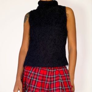SOLD • 90s Clueless Fuzzy Semi Sheer Black Turtleneck Top